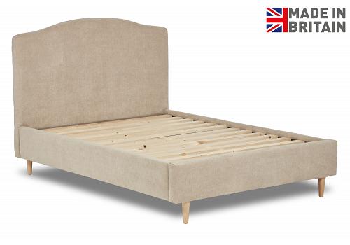 4ft Small Double Lisburn fabric upholstered bed frame,curved head end. 1